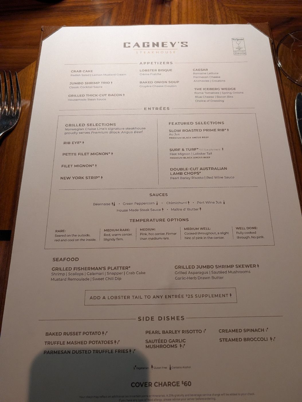 Cagney's Steakhouse - Norwegian Aqua